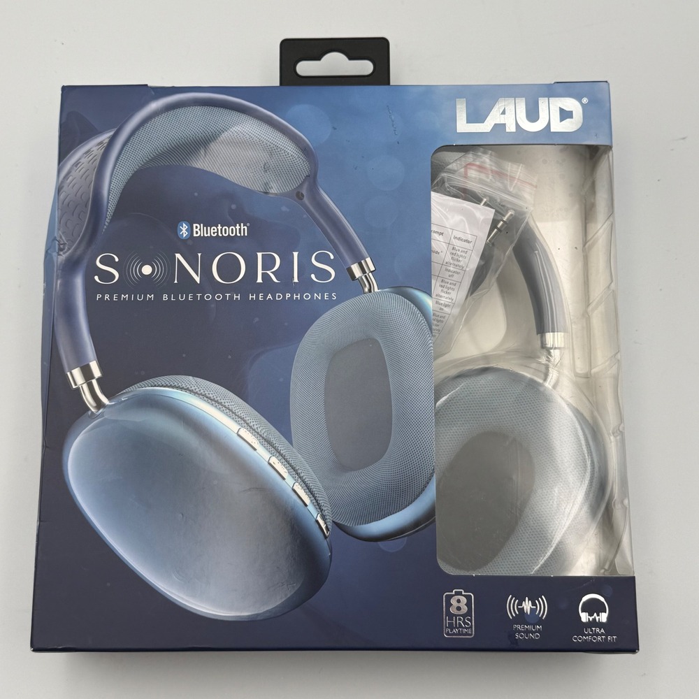 LAUD Sonoris Premium Bluetooth Wireless Headphones Blue LDCLBL Over-Ear